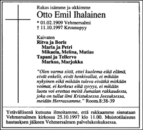 Oton kuolinilmoitus
